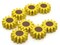 8 21mm Sunflower Beads Yellow Flower with Brown Center Flat Floral Wood Beads